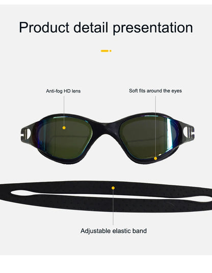 JSJM Swimming Goggles HD Anti-Fog Professional Swimming Glasses Silicone Anti-UV Adjustable Swimming Goggles Adults Unisex