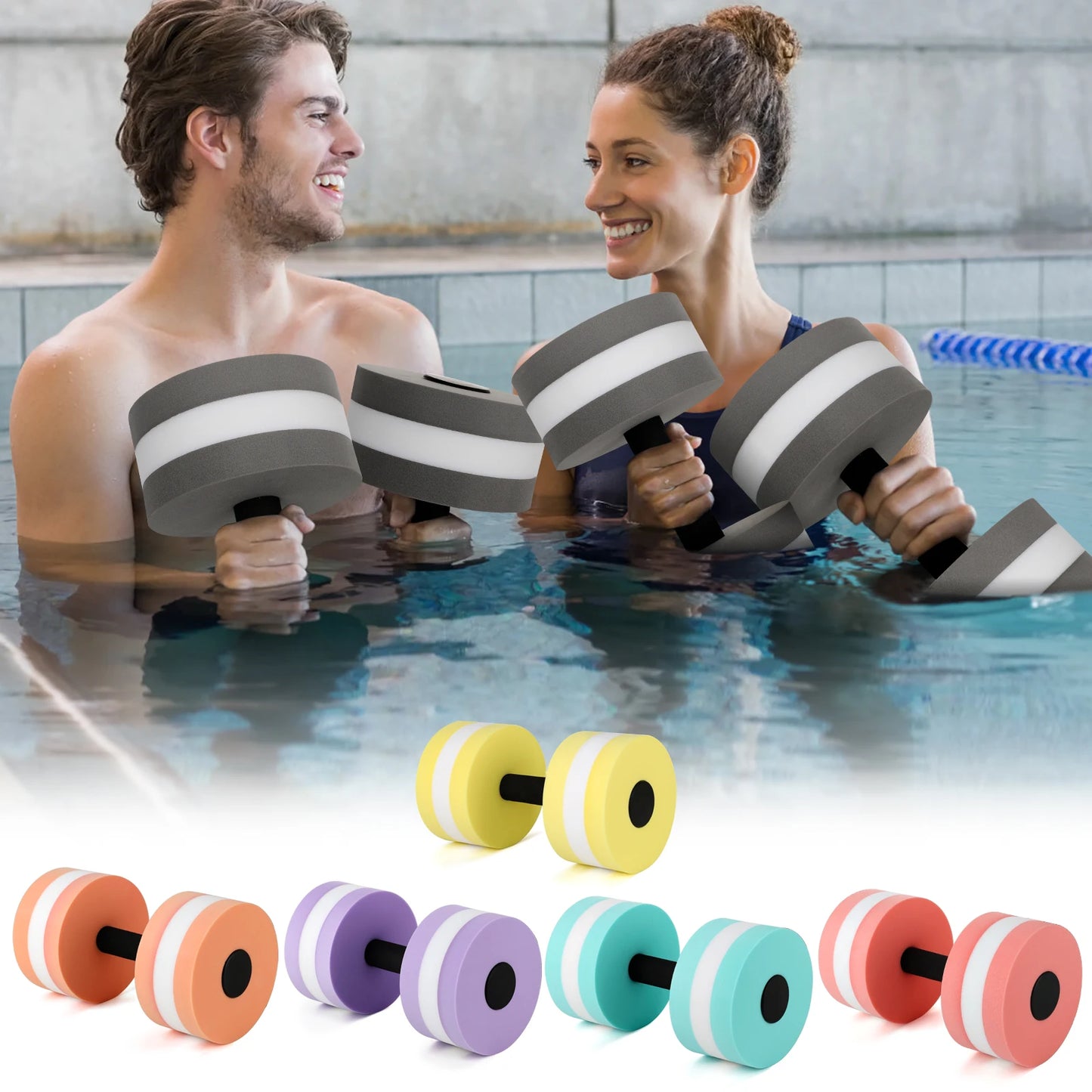 Aquatic Dumbells 2pcs Water Aerobic Exercise Dumbbell Pool Resistance Water Aqua Fitness Barbells Hand Bar Exercises Equipment