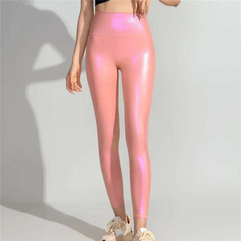 Women Yoga Colorful Light Feeling Leggings Outdoor Sports Running Gym Fitness Workout Pants Breathable Elastic High Waist Pants