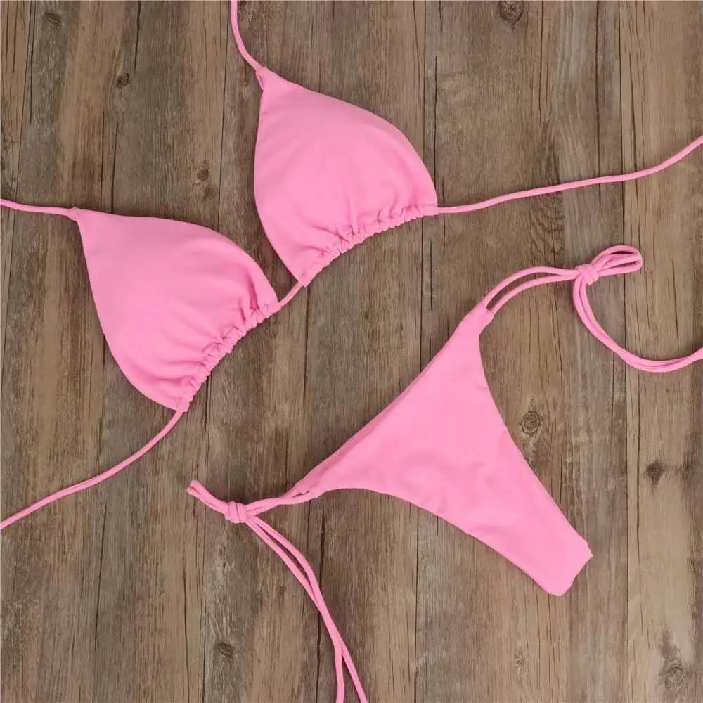 Summer Swimsuit Women Bikini Set Push-up Padded Bra Thong Two Pieces Swimwear Beachwear Bathing Suit female swimsuits