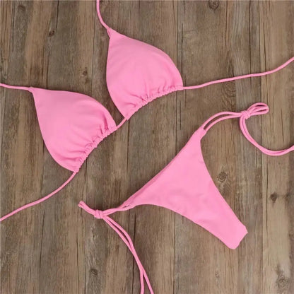 Summer Swimsuit Women Bikini Set Push-up Padded Bra Thong Two Pieces Swimwear Beachwear Bathing Suit female swimsuits
