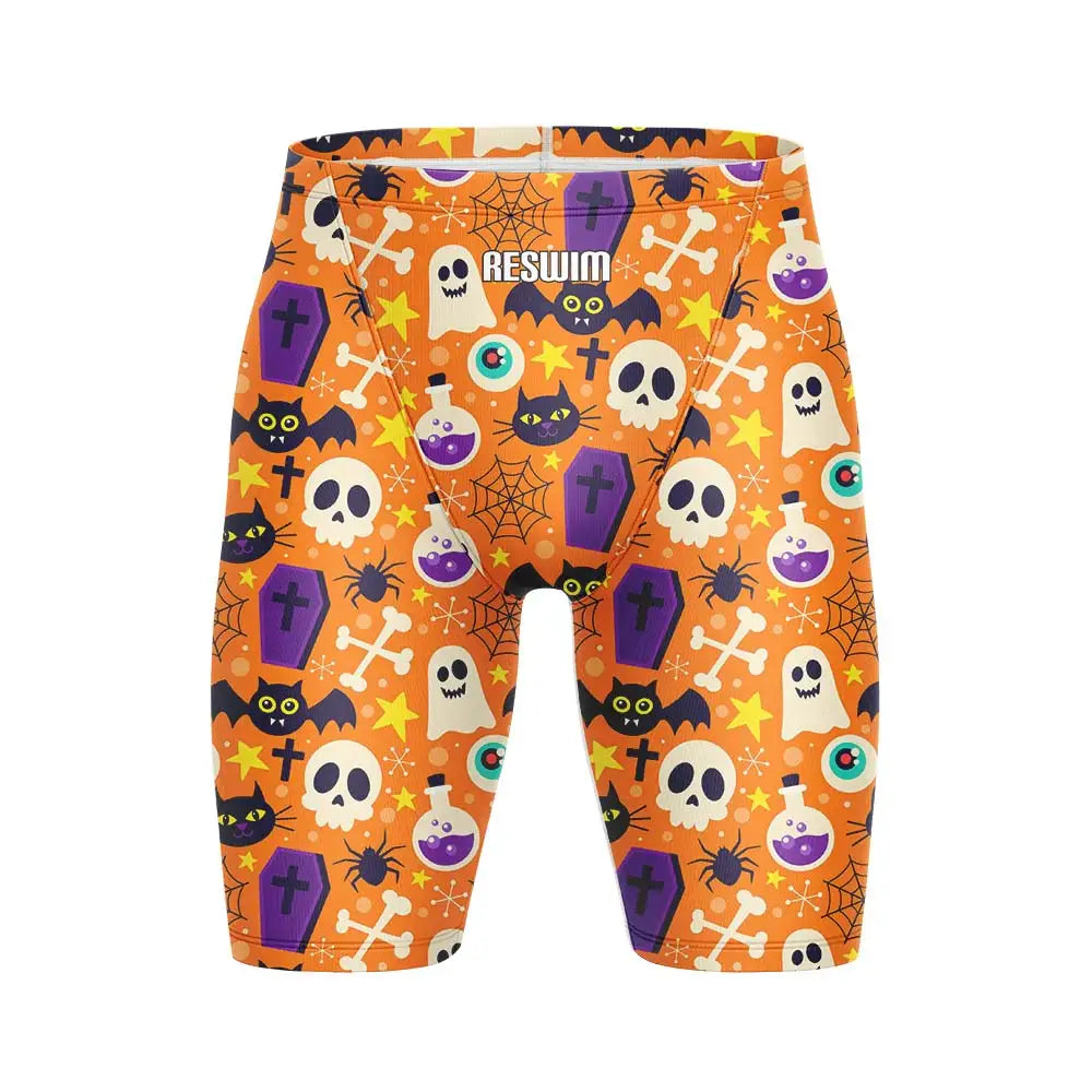 Cartoon Swim Jammer Endurance Athletic Training Swimsuit Men's Beach Swimming Trunks Lycra Swimwear Jammers GYM Tight Surf Shorts