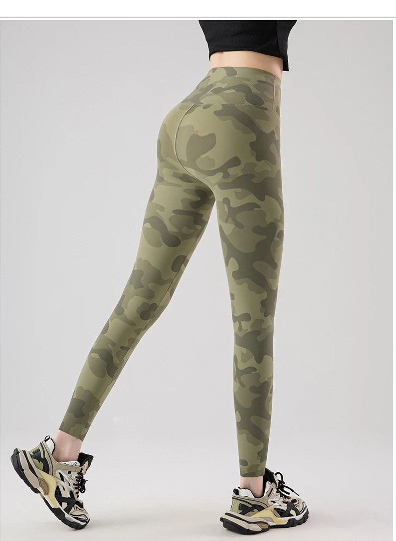 BIVIGAOS Spring Summer Seamless Camouflage Sharkskin Leggings Women Fashion High Waist Casual Sports Tights Fitness Leggings