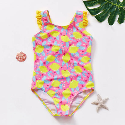 Baby Girl Leopard Print Ruffle Trim One-piece Swimsuit Suitable for Summer Season Soft and Comfortable 3 4 5 6 7 8 Years