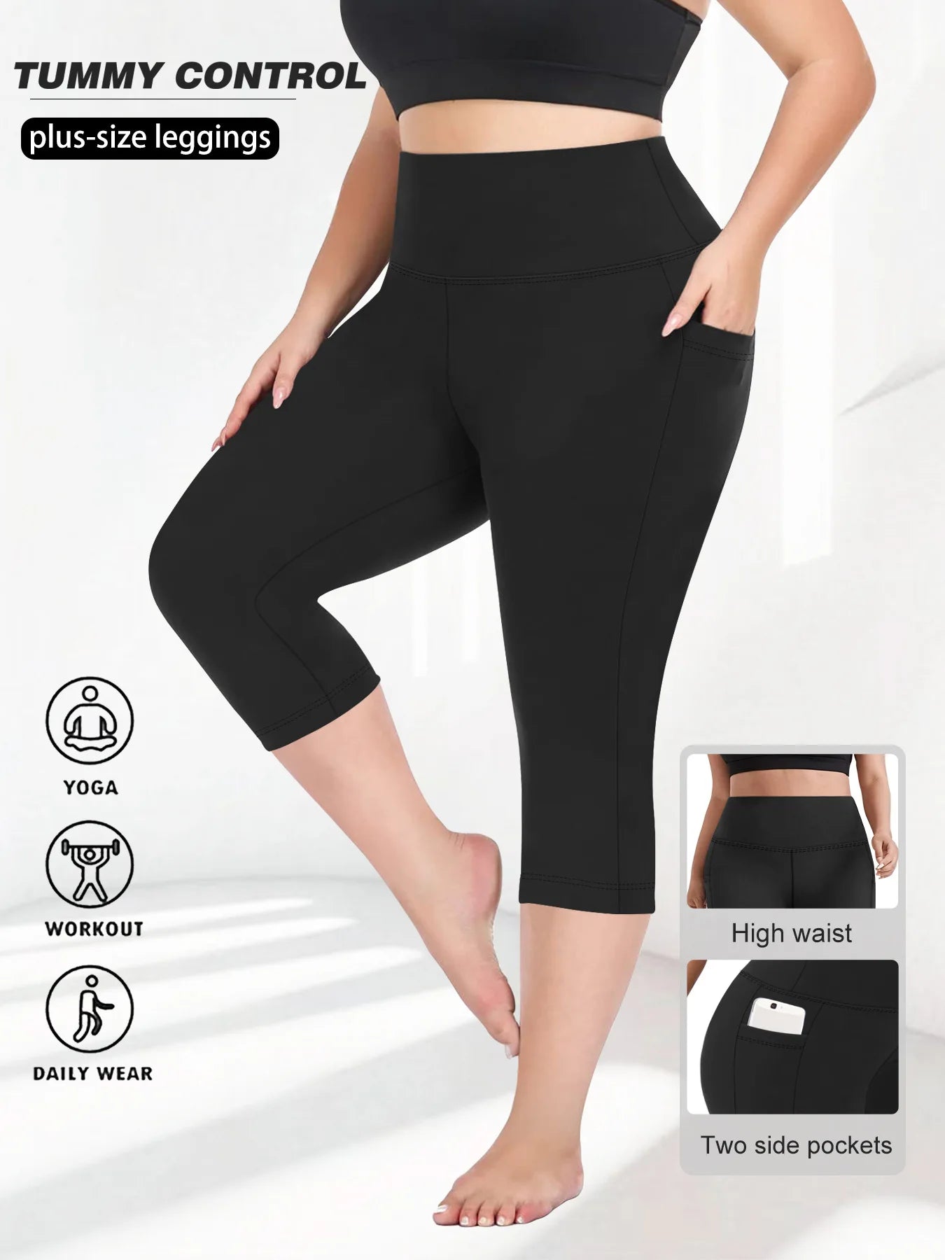 Women's Milk Silk Yoga Pants Plus Size High-Waisted Workout Leggings with Side Pockets, European Fit Gym To Street Activewear