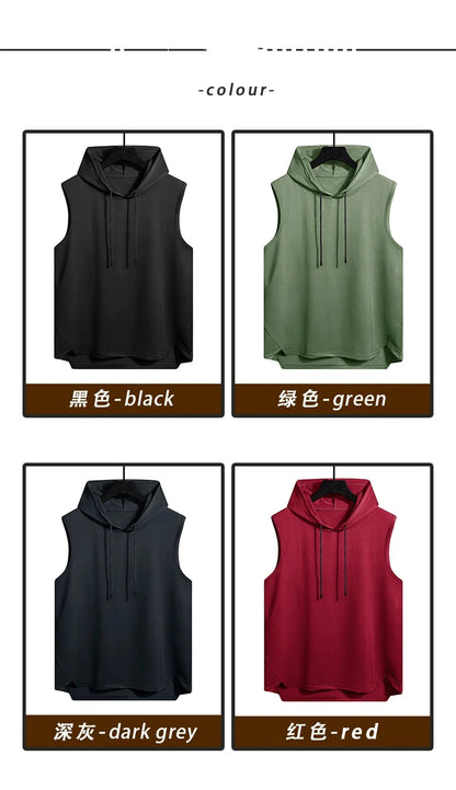 Short Sleeve Quick Dry Vest Men's Black Grey Tshirt GYM Tank Top Tees With Hoodies Fashion Clothes OverSize 4XL