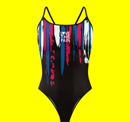 Love The Pain One Piece Swimsuit Thin Straps Versatile V-back Women's Swimwear Sports Triathlon Training Swimsuit