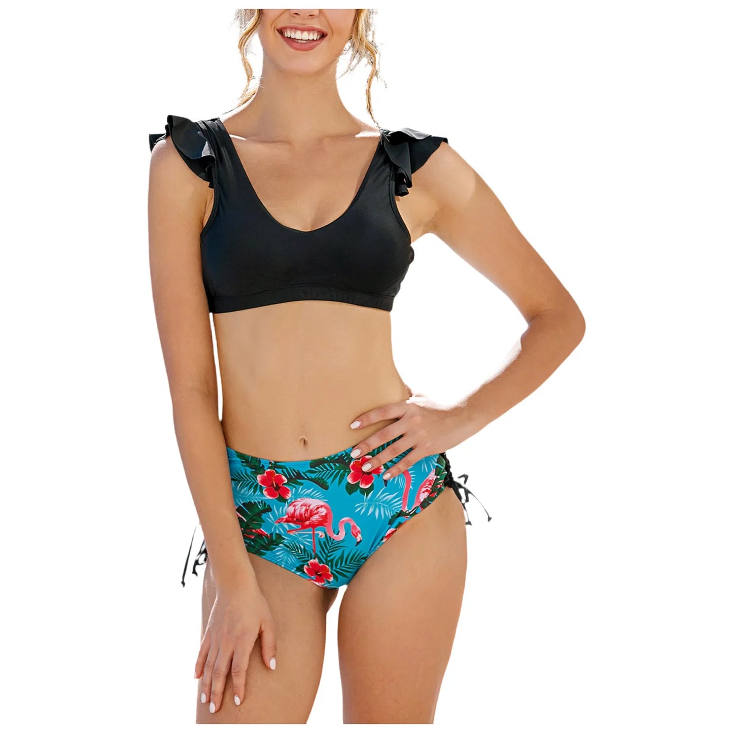 Women's High Waisted Bikini Sets Ruffle Two Piece Swimsuits Push Up Bathing Suits Female Bikinis Summer Swimwear Biquinis
