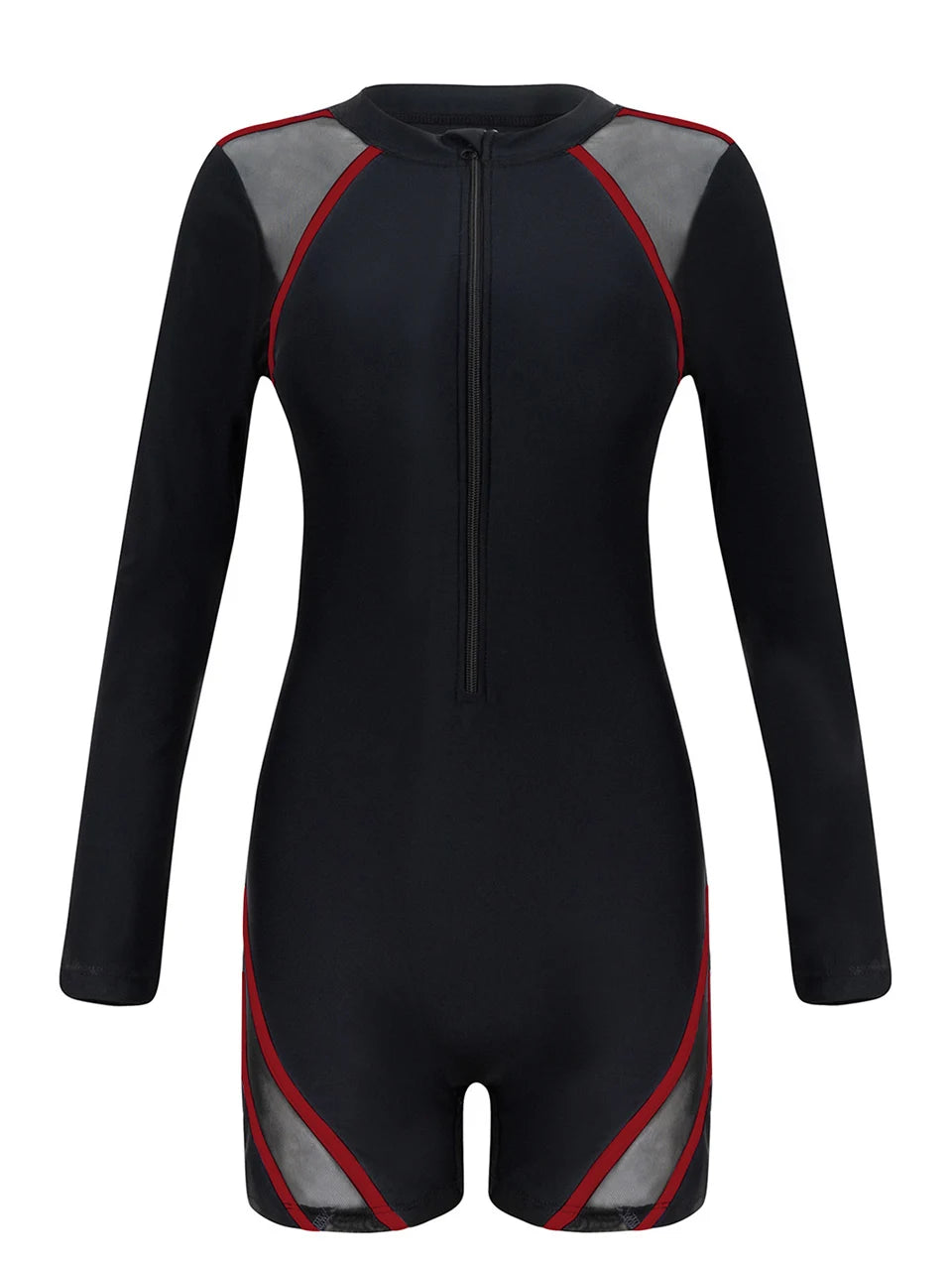 One Piece Surfing Swimsuit Slim Sport Swimwear Women Quick Dry Mesh Diving Clothes Female Bather Bathing Swimming Bodysuit