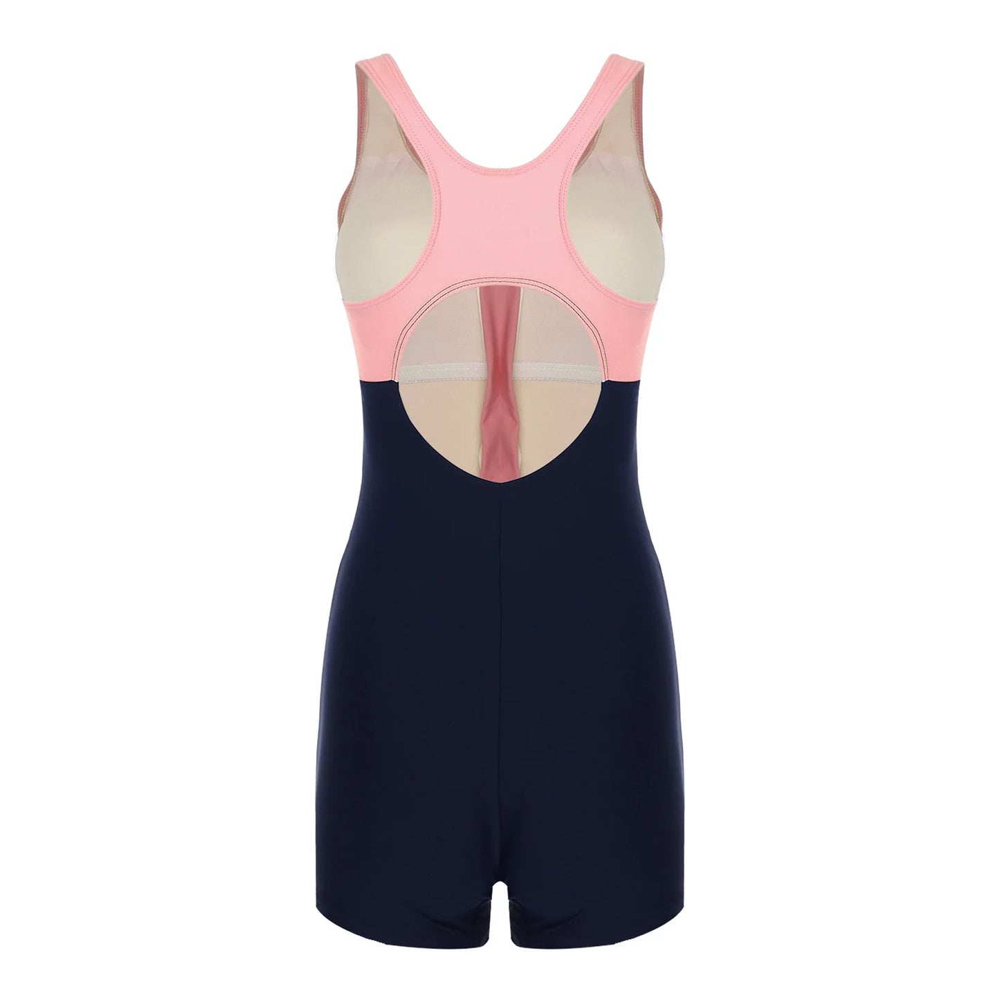 Womens Swim Leotard One-Piece Swimsuit Sleeveless Cutout Back Jumpsuit Swimwear Beachwear Bathing Suit with Removable Chest Pads