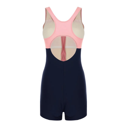 Womens Swim Leotard One-Piece Swimsuit Sleeveless Cutout Back Jumpsuit Swimwear Beachwear Bathing Suit with Removable Chest Pads