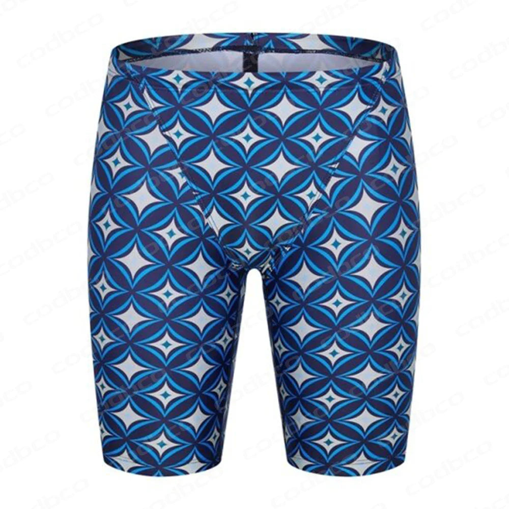 Summer Men's Swim Jammer Swimsuit Swimming Trunks Shorts Beach Tights Swim Pants Quick Dry Sports Running Surfing Diving Shorts