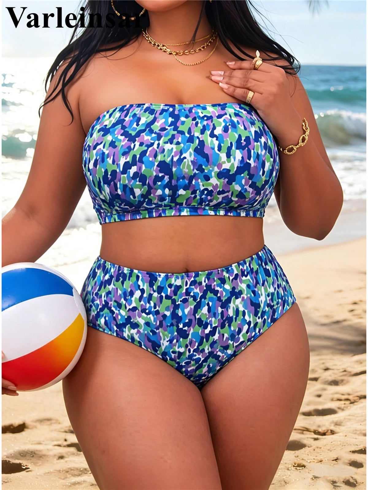 0XL-4XL Printed Bikini Large Size Swimwear Plus Size Women Swimsuit Female Two-pieces Bikini set Bather Bathing Suit Swim
