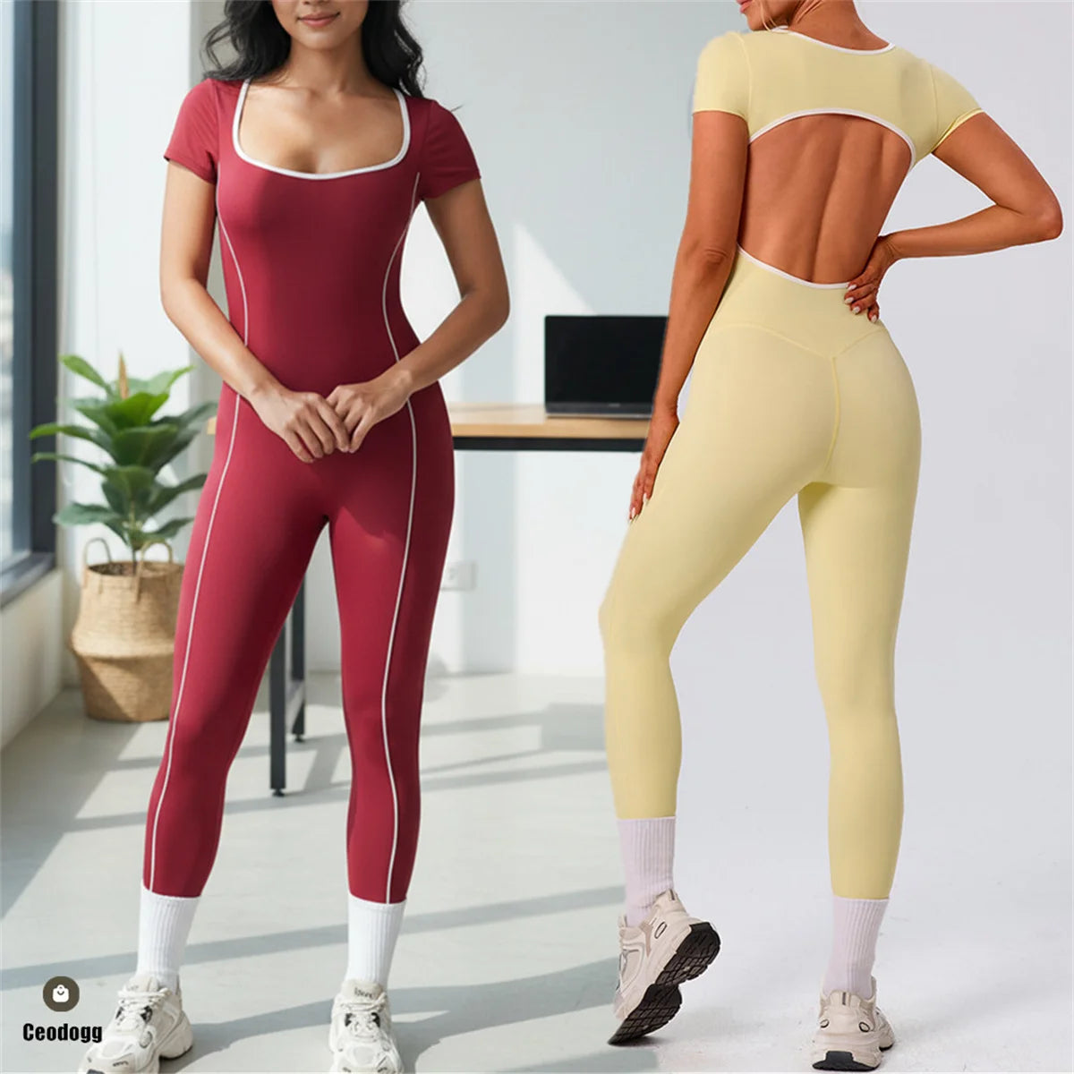 Pad One Piece Jumpsuit Yoga Set Fitness Sportswear Workout Legging Sports Bodysuit Gym Women Active Wear Clothes