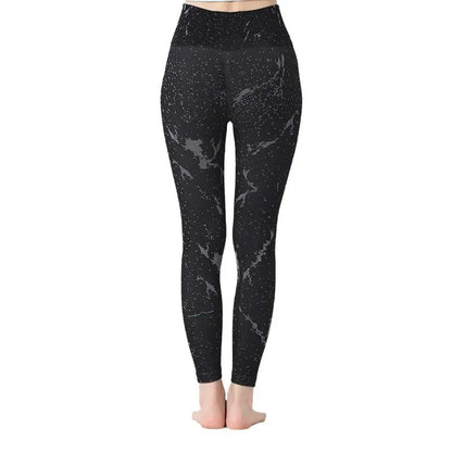 Black Splashed Ink Yoga Pants Personality Matched Butt Lifting Running Fitness Long Pants Fashion Simple Tight Sports Pants