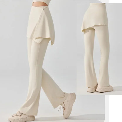 Aiithuug  Yoga Pants Cream-feel Bell Bottom 5A Antibacterial Sports Leggings Soft Stretchy Yoga Pant Flared Gym Pants Bell-bottom