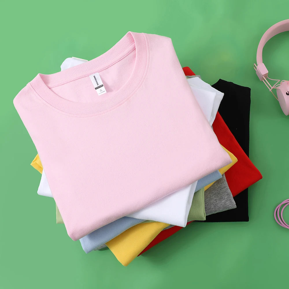 Plus Cotton Solid T-shirts Women Sporty Short Sleeve Tees Fashion Casual White Black Clothing Loose O-Neck Female Summer Tops