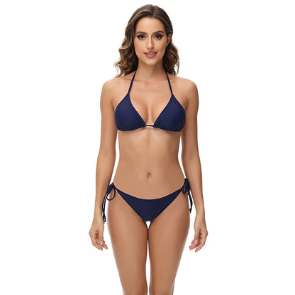 Two Pieces Swimsuits Women Bikini Set Beachwear Push Up Solid Summer Bathing Suit Triangle Bikini Swimwear Low Waist