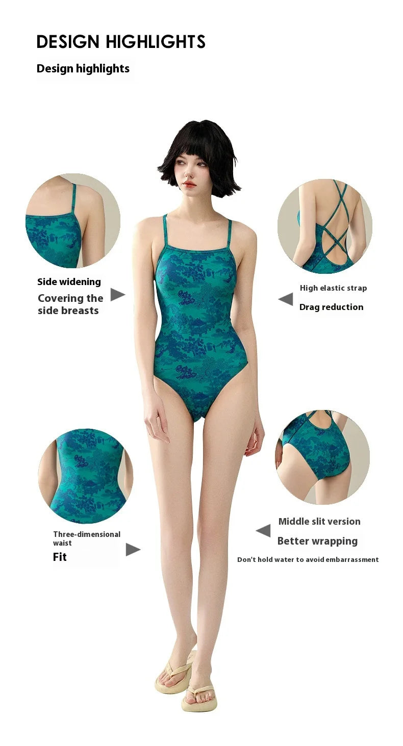 Professional Swimsuit Women Hot Springs Triangle One-piece Senior Sense Training Swimsuit Swimming Pool Dedicated