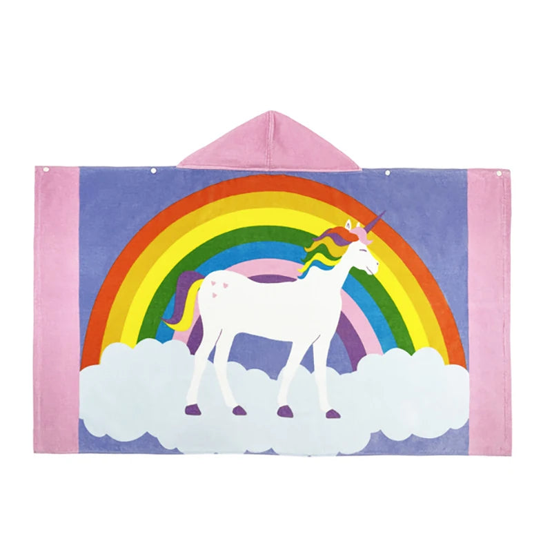 Cartoon Child Kid Hooded Cloak Infant Bathrobe Baby Bath Towel Robe Cotton Boy Girl Beach Robe Dinosaur Cape Newborn Wrap Blanket