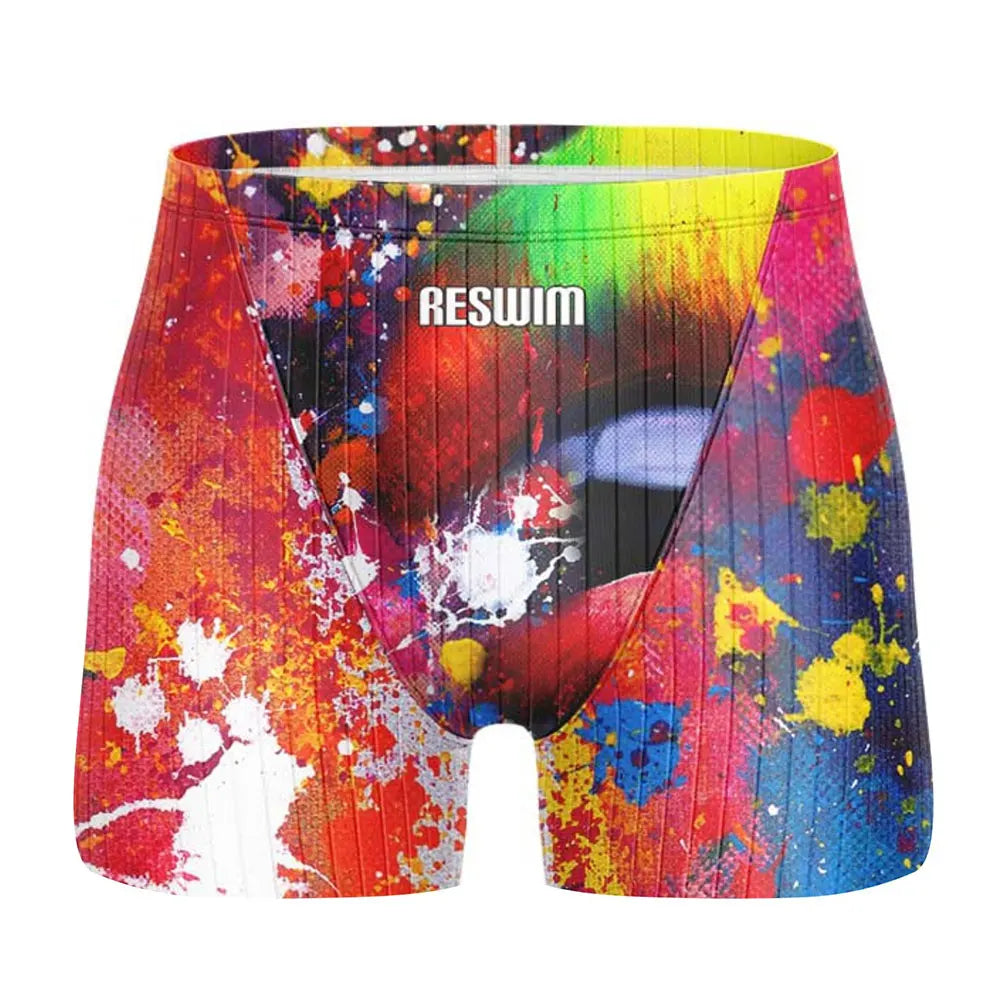 Men's Jammer Swimsuit Athletic Training Swim Trunks Bathing Suit Durable Training Swimming Surfing Diving Shorts Summer Swimwear