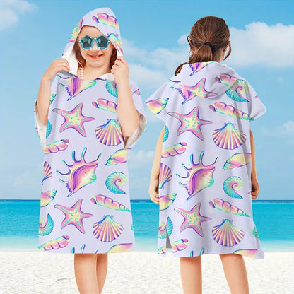 Beach Towel for Boys Girls Hooded Bath Towel Wrap Toddler Pool Towel with Hood Microfiber Absorbent Sweat-absorbent Swim Robe