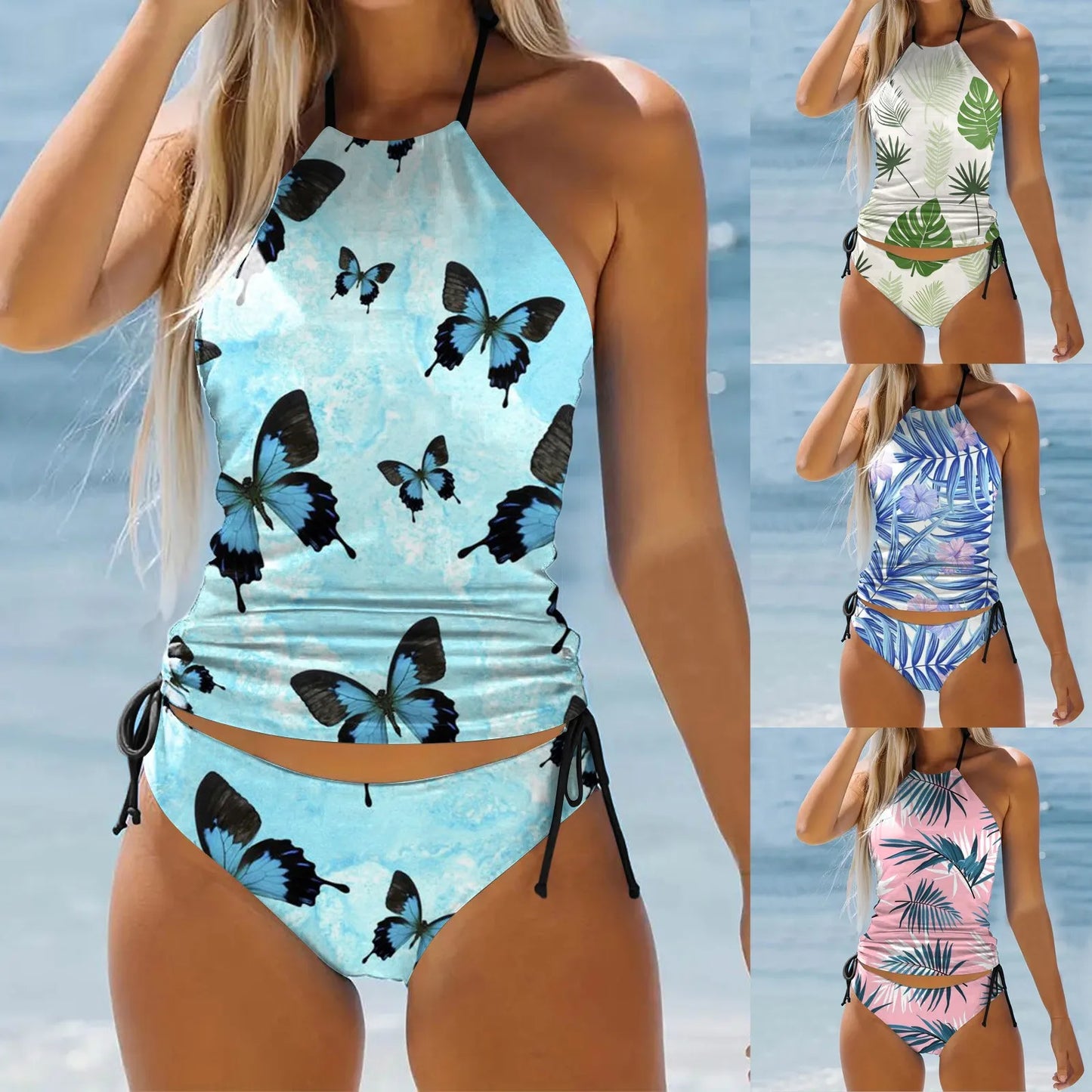 Swimming Dress For Women Women's Swimwear Tankini 2 Piece Normal Swimsuit Backless 2 Piece Printing Adjustable