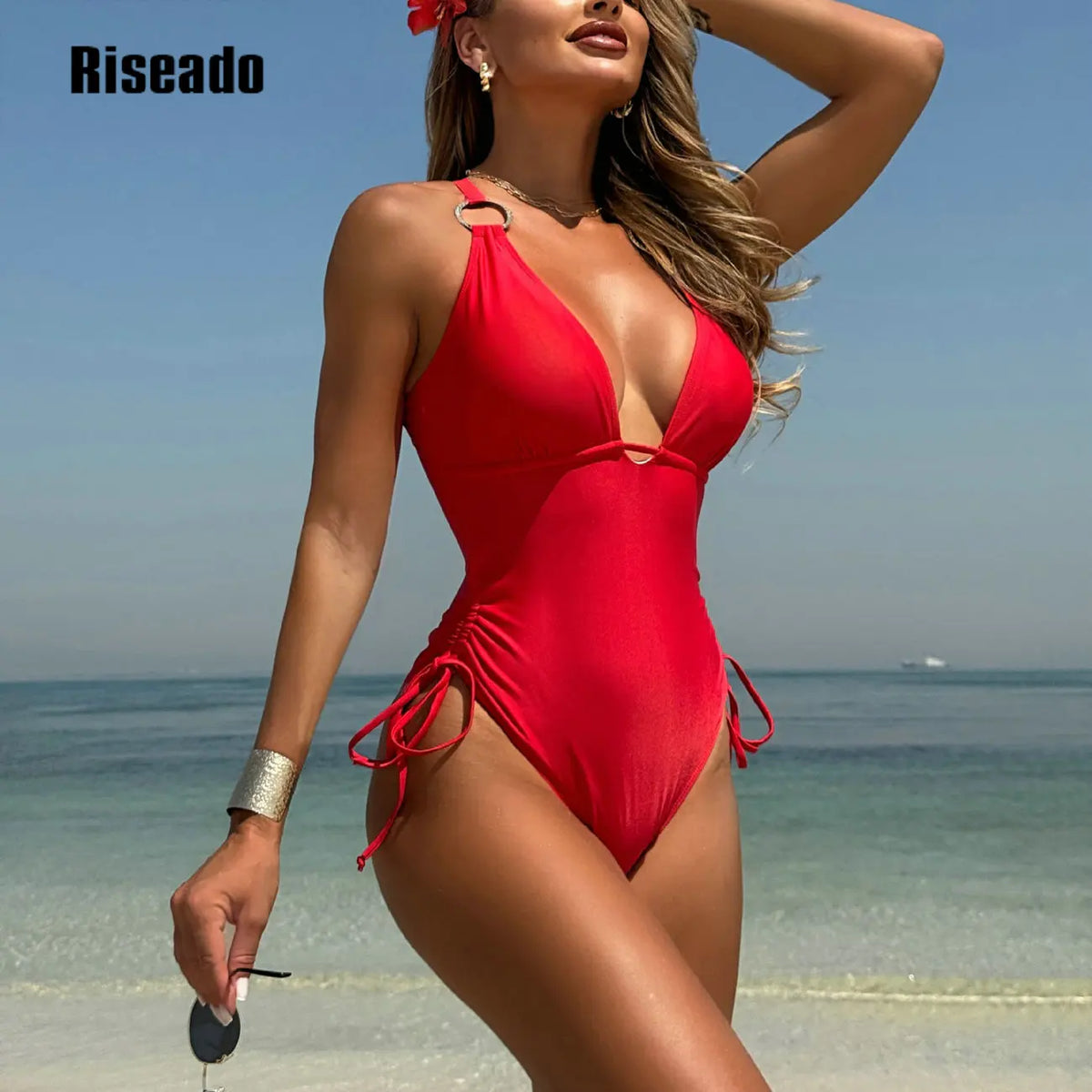 Women's Plunging V-Neck One-Piece Swimsuit with Criss-Cross Back