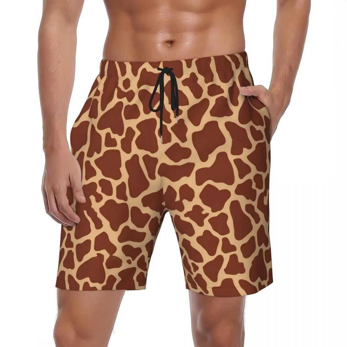 Rainbow Giraffe Board Shorts Summer Animal Print Board Short Pants Men Printed Running Surf Breathable Swim Trunks