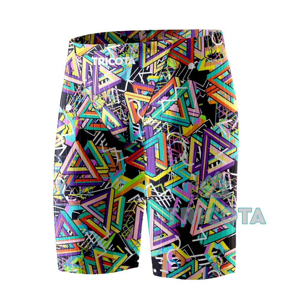 Men Jammers Swimsuit Competitive Swim Team Suit Quick Dry Swimwear Athletic Training Swimming Shorts Beach Tight Surfing Trunks