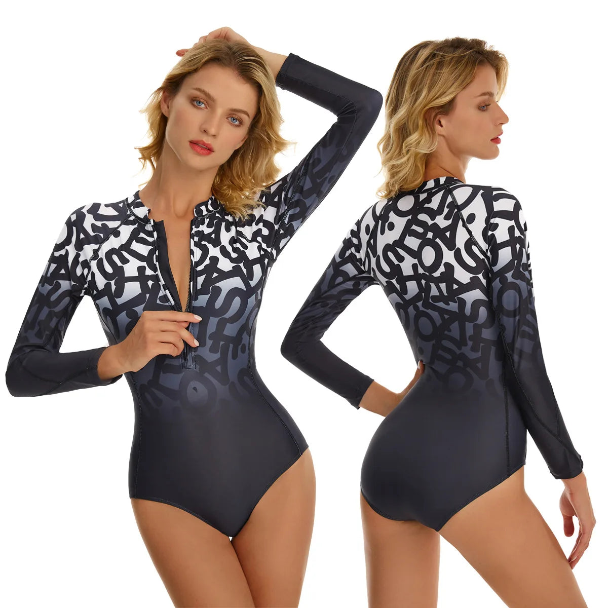 Surf Rash guard Long Sleeve Swimwear Women One Piece Swimsuit Rash Guard Swimsuit Bathing Suit Beach Wear Bodysuit Monokini