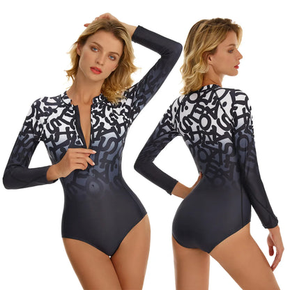 Surf Rash guard Long Sleeve Swimwear Women One Piece Swimsuit Rash Guard Swimsuit Bathing Suit Beach Wear Bodysuit Monokini