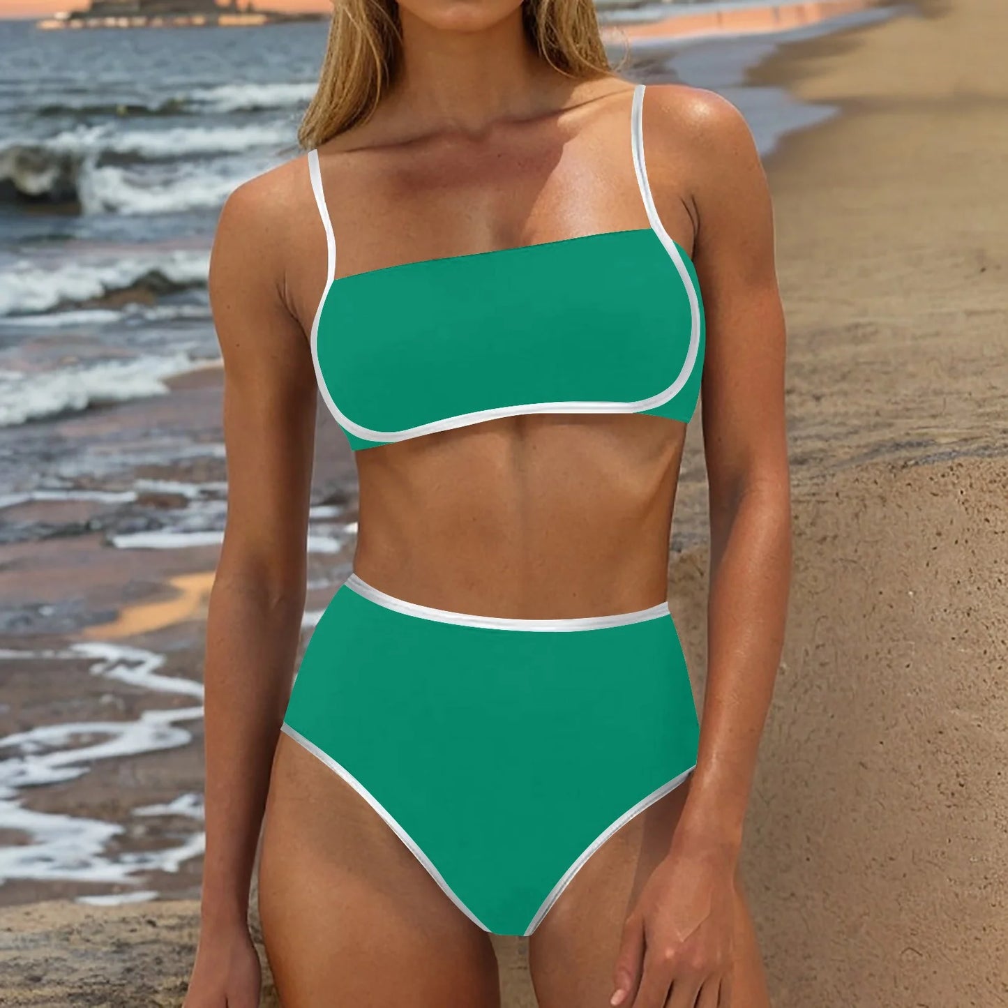 High Waist Bikinis Sporty Swimsuit Women Strappy Swimwear Female Solid Bathers Bathing Swimming Swim Suit Beachwear XXL