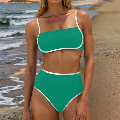High Waist Bikinis Sporty Swimsuit Women Strappy Swimwear Female Solid Bathers Bathing Swimming Swim Suit Beachwear XXL