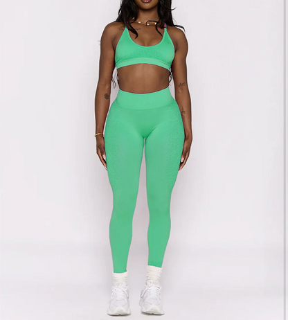 2PCS Pad Women Sport Sets Push Up Yoga Pants Hollow Back Gym Fitness Bra Workout Running Leggings, Seamless Sets