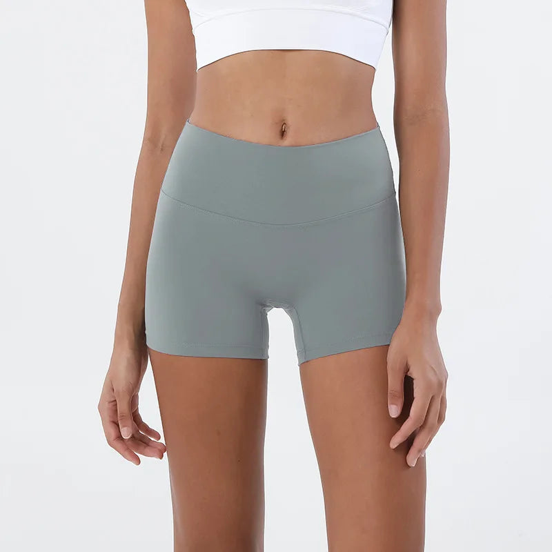 SOISOU Nylon Shorts Gym Yoga Sports Women's Cycling Shorts High Waist Elastic Tight Breathable No Awkward Lines Woman Clothing