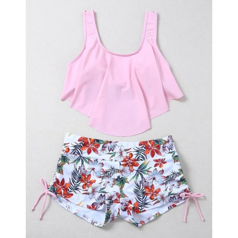 Summer Print Swimsuit Tankini Sets Female Swimwear Sports Beach Wear Two-Piece Girls Bathing Suits Pool Women Swimming Suit