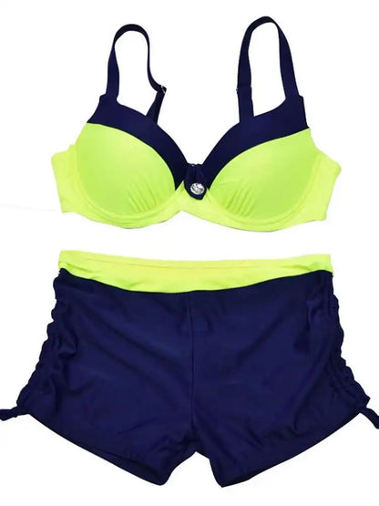 Neon Swimwear Women Swimsuit Two Pieces Tankini Push Up Bathing Suit Tankinis With Shorts Women's Swim Suits Trunk