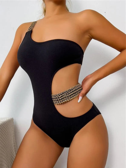 One Shoulder Swimsuit Women One Piece Hollow Out Swimwear Female Bodysuit Bathing Swimming Suit Bathers Beachwear