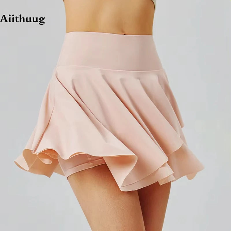 Pockets Tennis Skirt Soft Cool Fabric Golf Skort Flare Layer Golf Shorts Skirts Soft Tennis Skirts Sports Two Layer