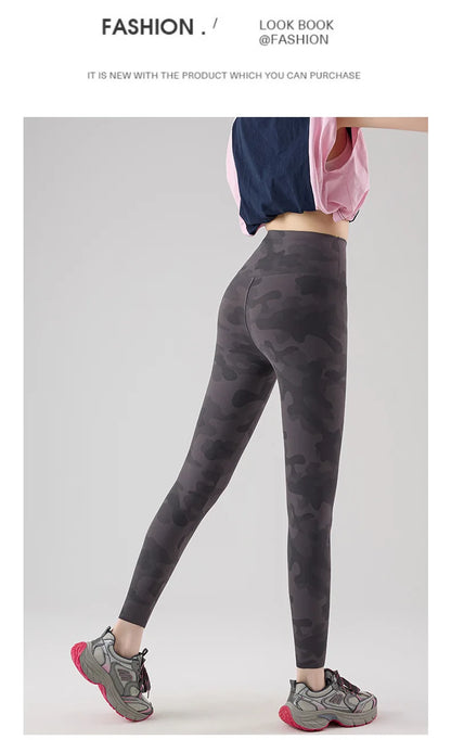 BIVIGAOS Spring Summer Seamless Camouflage Sharkskin Leggings Women Fashion High Waist Casual Sports Tights Fitness Leggings