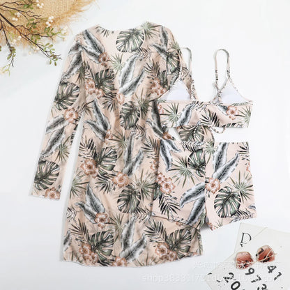 Summer Print Bikinis Swimwear Female Swimsuit Beachwear Push Up Three-Piece Bikini Set Women Swimming Bathing Suit