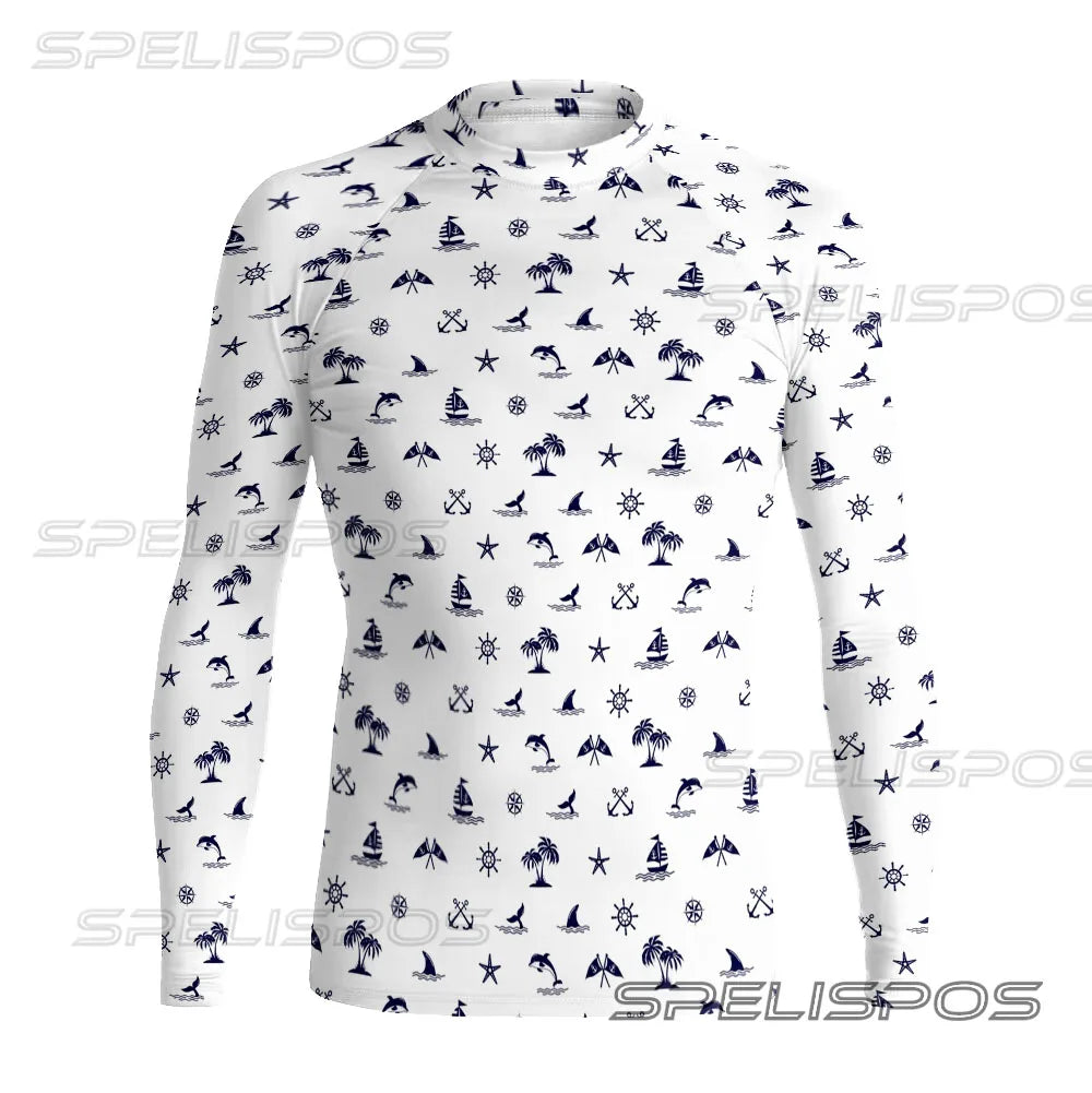 Men Long Sleeve Surfing Clothing UV Protection Water Sports Swimming Tops High-Elastic Diving Tight Swimwear