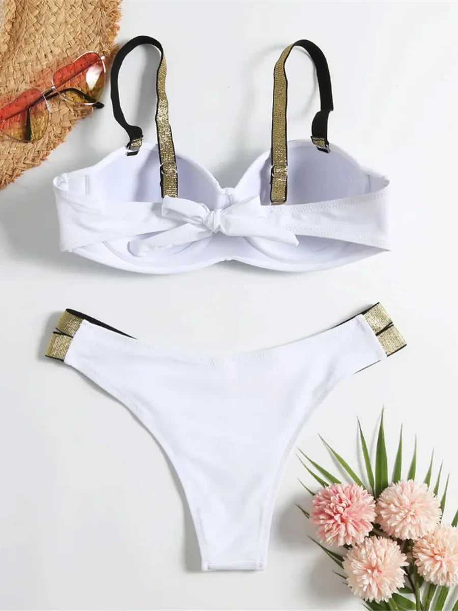 Underwired Push Up Bikini Women Swimsuit Female Swimwear Two-pieces Bikini set With Bra Cup Bather Bathing Suit Swim Beachwear