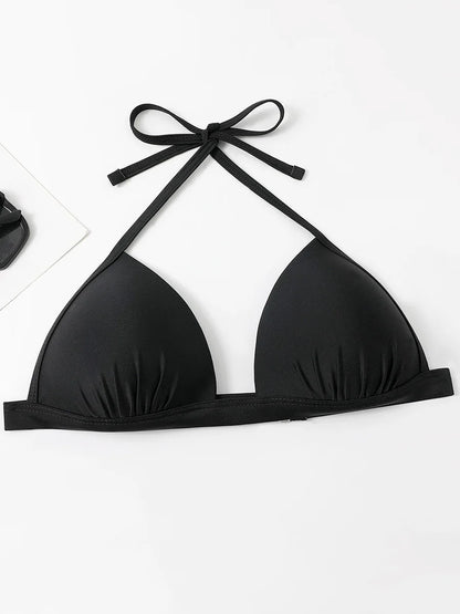 Halter Bra Cup Bikini Swimsuit Female White Swimwear Women Push up Bikini set Brazilian Bathing Suit Bandeau Swim suit