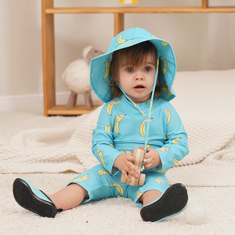 UV Baby Boy Swimsuit One Piece Swimming Jumpsuit Ruffles Bathing Suit SPF 50 Long Sleeve Kids Swimwear for Girls 1 2 3 4 5 6 Yrs