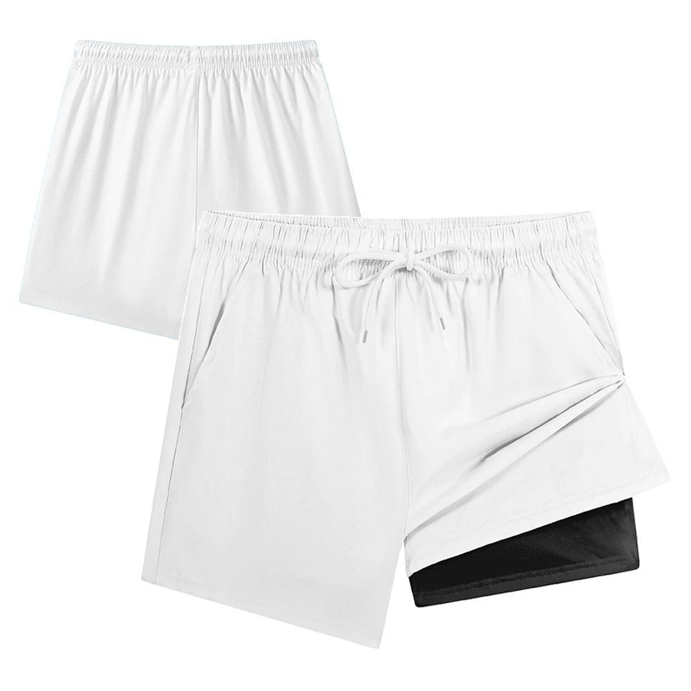 Men Summer Quick Dry Beach Board Shorts Breathable with Compression Liner & Phone Pocket Elastic Waist Multiple Colors Available