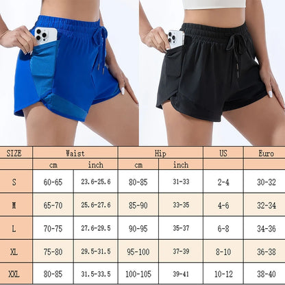 Pockets Yoga Short Jogging Women's Wide Waistband Drawstring Breathable Running Shorts Workout Quick Dry Shorts