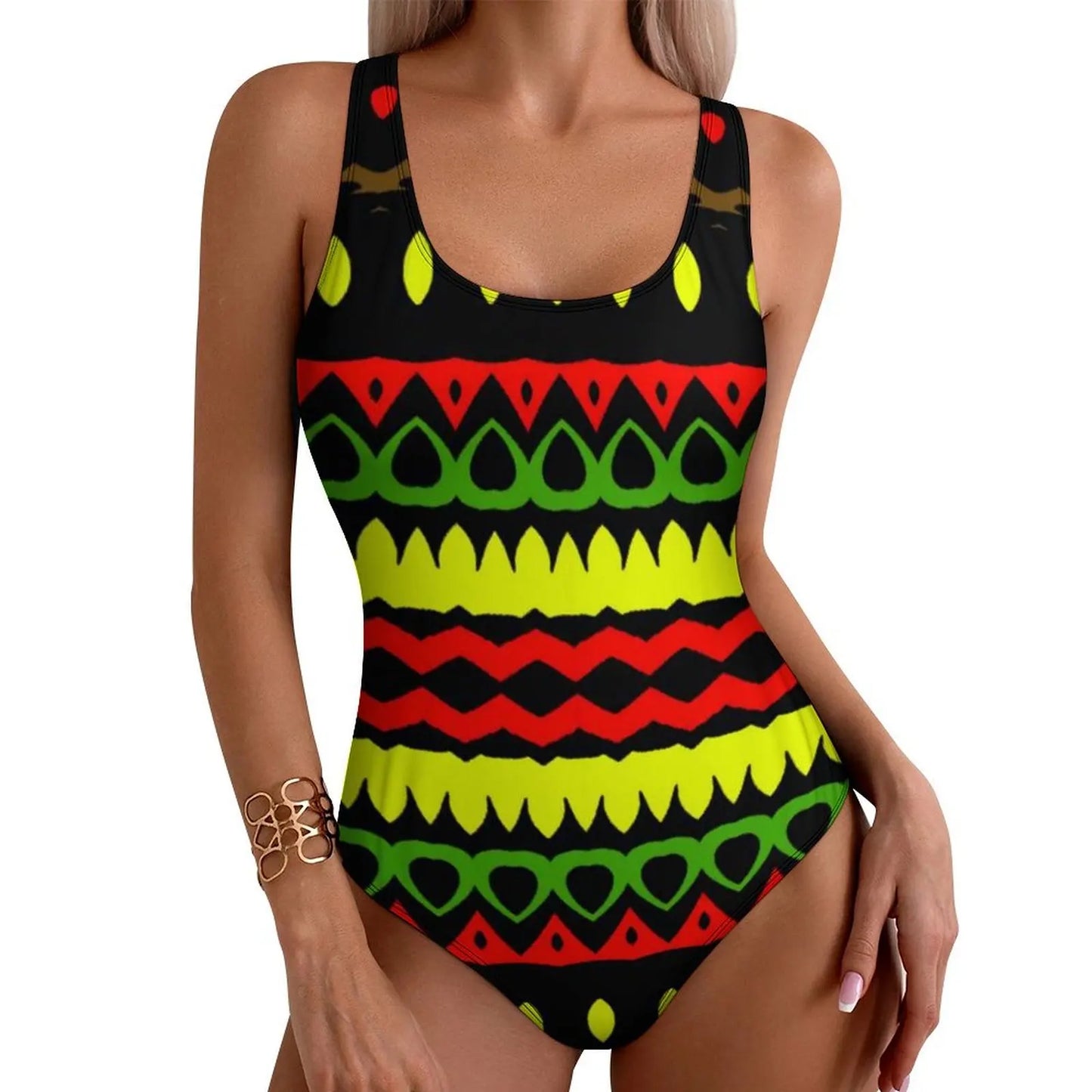 Vintage 80S Swimsuit Funky Splatter Graffiti Push Up Swimwear One-Piece Pool Monokini Bodysuit Design Beach Wear Plus Size