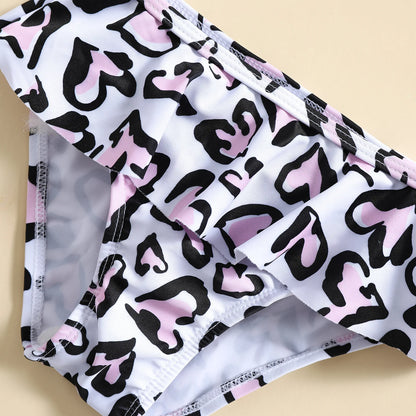 Children's Swimsuit Heart Print Girls' Swimsuit 2 Piece Split Hot Spring Beach Swimsuit